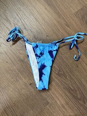 Blue Tie-Dye String Bikini Bottom